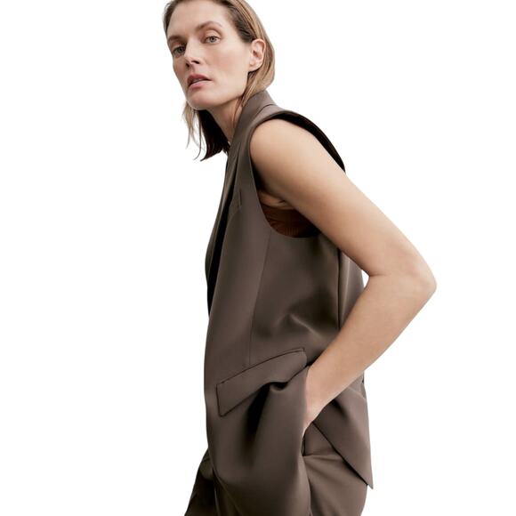 Zara Wide Leg Pants With Darts Minimalist Quiet Luxury Oversized Slacks NEW - Picture 7 of 12